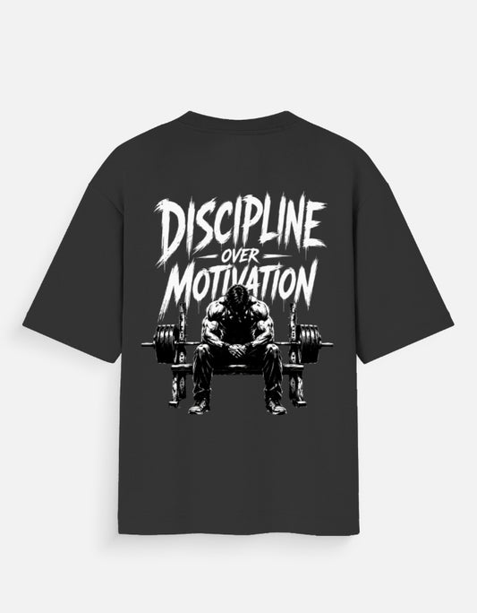 Discipline Over Motivation Premium Black Oversized T Shirt For Men